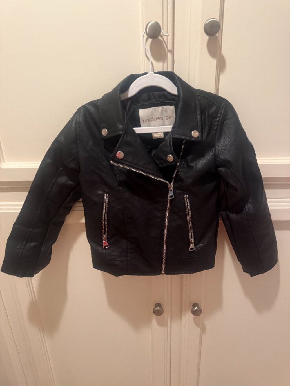 Girls Black Faux Leather Jacket